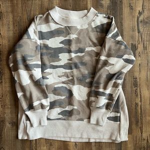 Aerie Camo Sweatshirt Oversized Tan Size Small